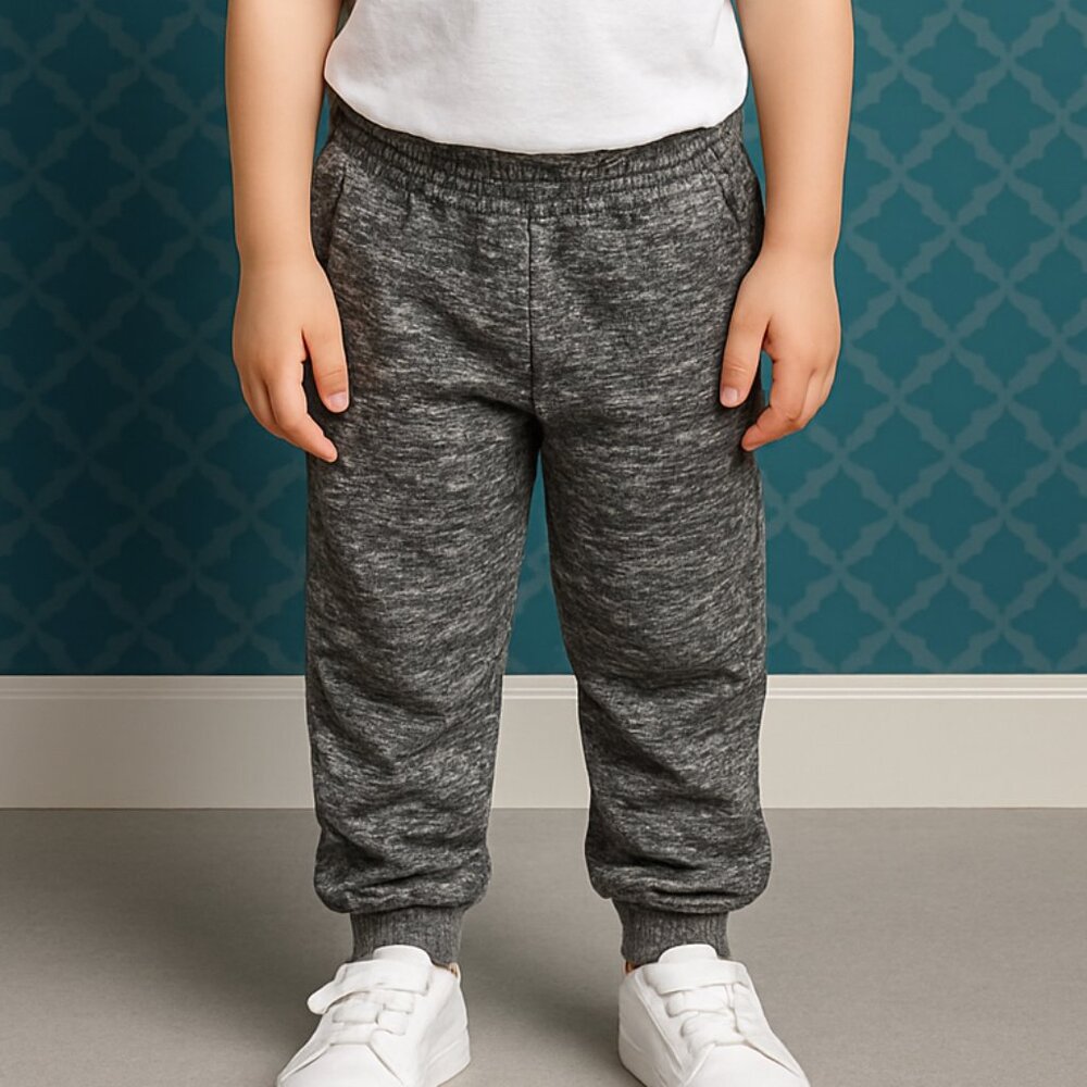 Astro Apparel Toddler Boys’ Black & Gray Knit Jogger Pants | Size 5/6